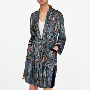 Velvet Kimono - Green/Grey